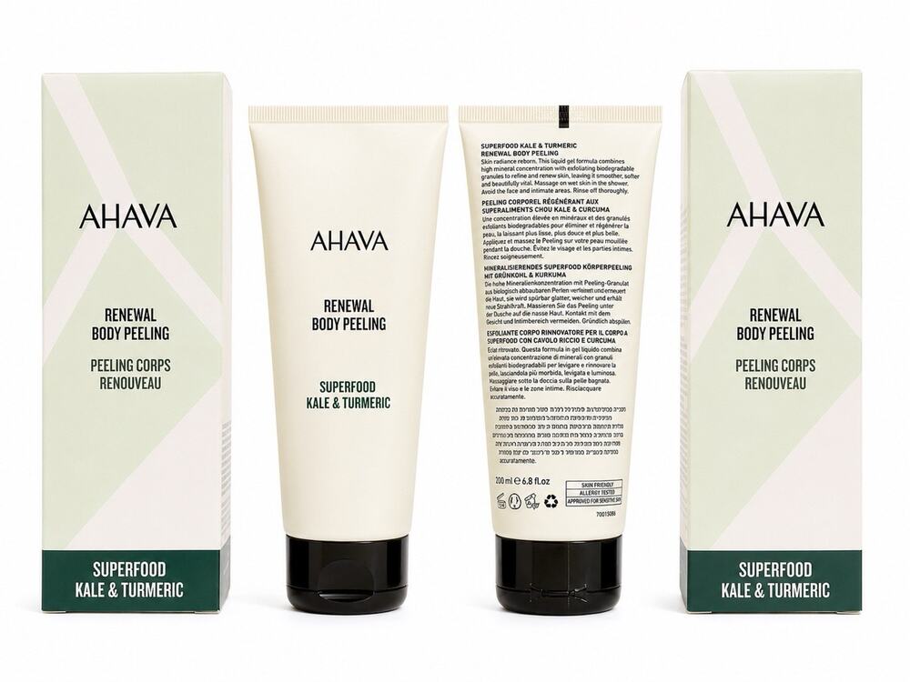 AHAVA Superfood Kale & Turmeric Renewal Body Peeling 200ml 6.8 fl oz Duo